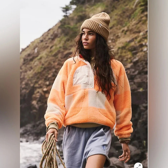 FP Movement by Free People Jackets & Blazers - Free people movement size XL hit the slopes electric orange gingham combo sherpa